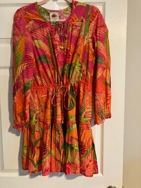 Farm Rio Long Sleeve Colorful Mini Dress Medium